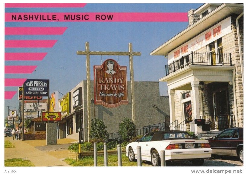 Nashville TN Tennessee, Music Row, Musician Signs Auto, Elvis Presley Museum, C1980s/90s Vintage Postcard - Nashville