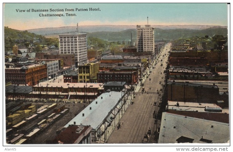 Chattanooga TN Tennessee, Business District Street Scene From Patten Hotel, C1900s/10s Vintage Postcard - Chattanooga