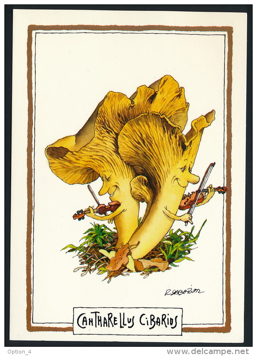 Champignons Mushrooms Cartoon Violin Pilze Geige R. Sabatier Unused °AK0016 - Autres & Non Classés