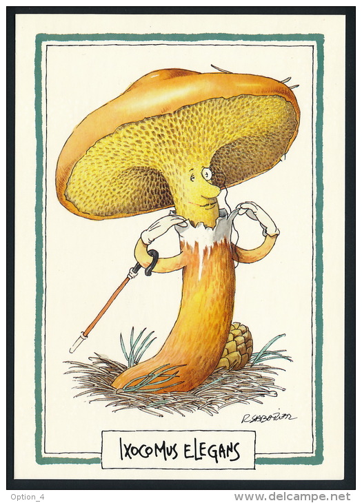 Champignons Mushrooms Cartoon Cane Pilze Gehstock R. Sabatier Unused °AK0018 - Sonstige & Ohne Zuordnung