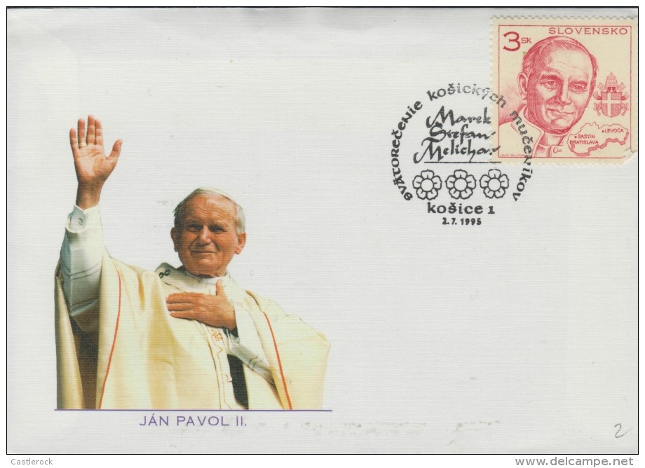 O) 1995 SLOVENIA, POPE JOHN PAUL II-KAROL WOJTYLA, COAT PAPAL, FDC XF. - Slovenia