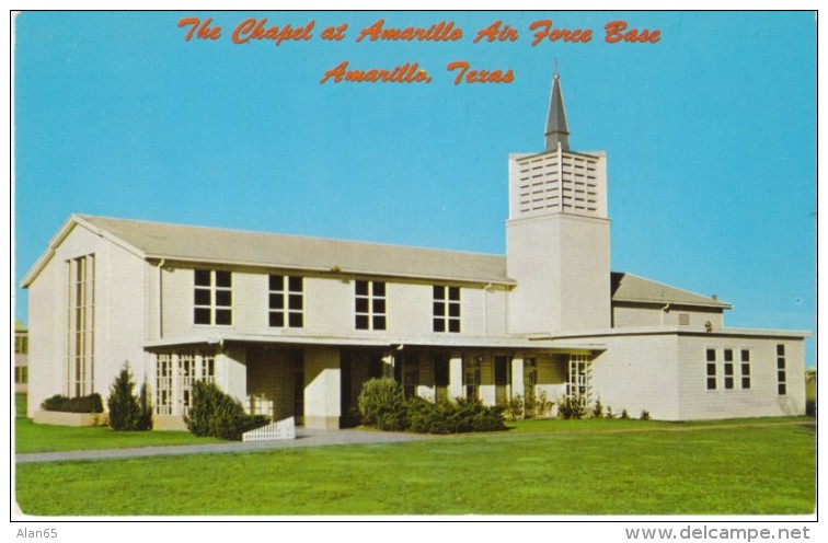 Amarillo TX Texas, Chapel At Amarillo Air Force Base, Architecture, C1960s Vintage Postcard - Amarillo