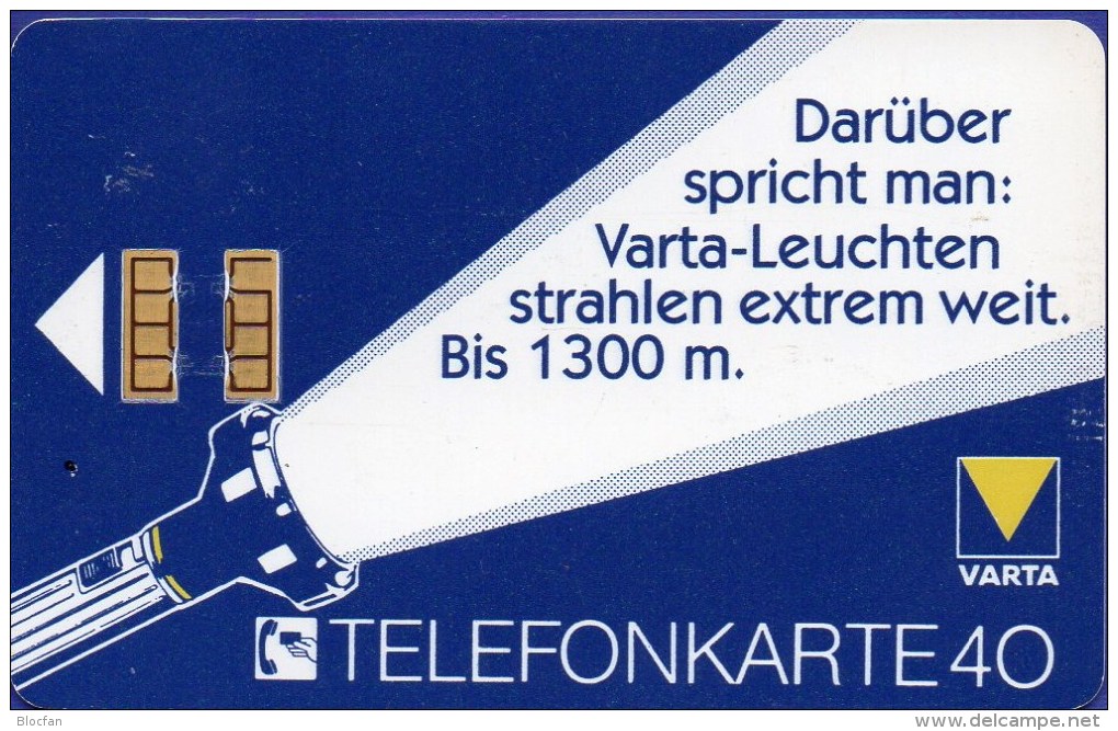 TK K 91/1990 Werbung Varta-Leuchten O 60€ Gesamtauflage 4.000 Lampen Strahlen Extrem Weit Bis 1300m Tele-card Of Germany - K-Serie : Serie Clienti