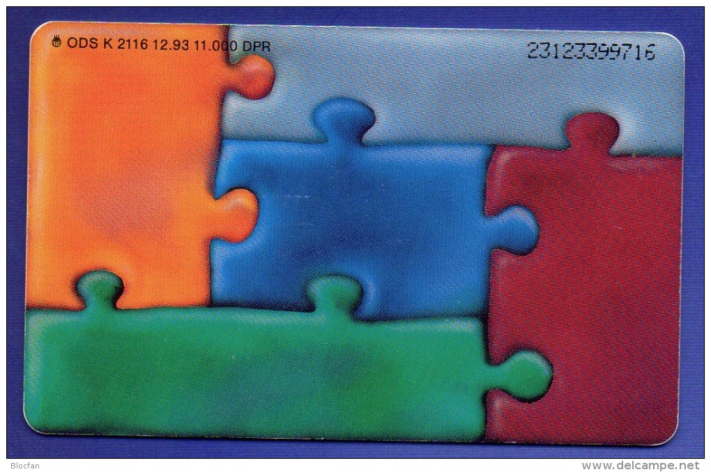 TK K 2116/1993 Werbung Hypo-Bank O 8€ Auflage 11T. Kunstkarte Ch.Hollmann Farbiger Puzzle-Auschnitt Tele-card Of Germany - K-Series : Série Clients