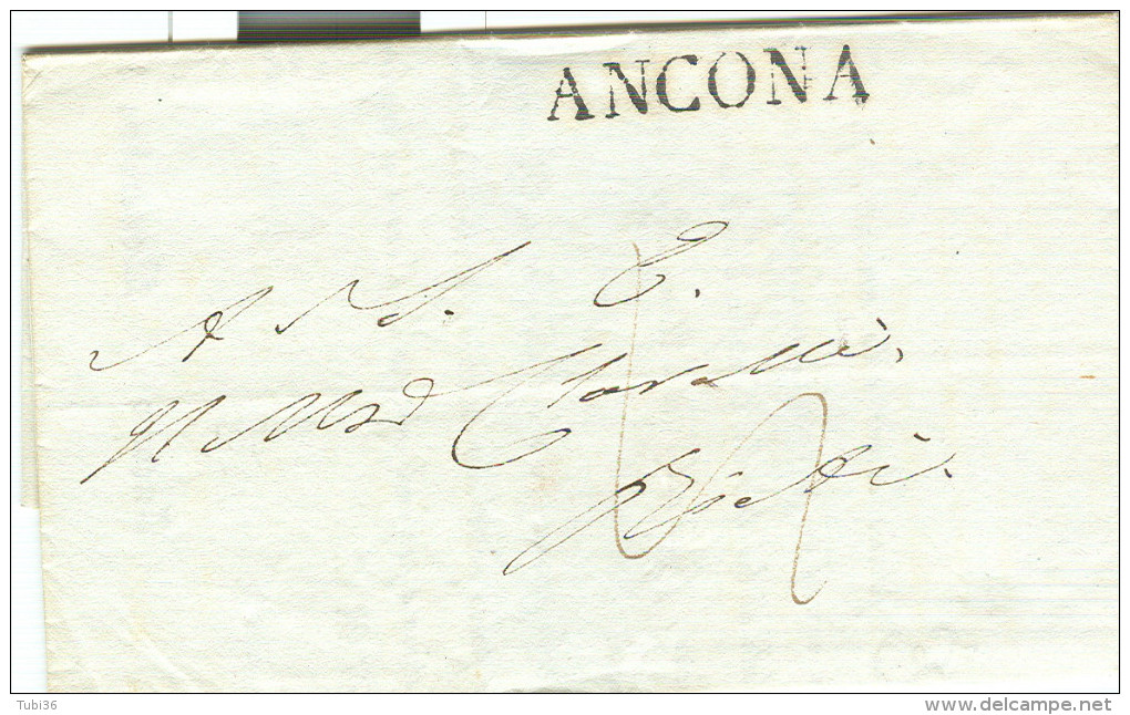 LETTERA DEL NOBILE FERRETTI DI ANCONA A CONTE MONALDO LEOPARDI DI RECANATI, 1838,MATRIMONIO CONTE PIETRO LEOPARDI ,NOTA> - 1. ...-1850 Prefilatelia
