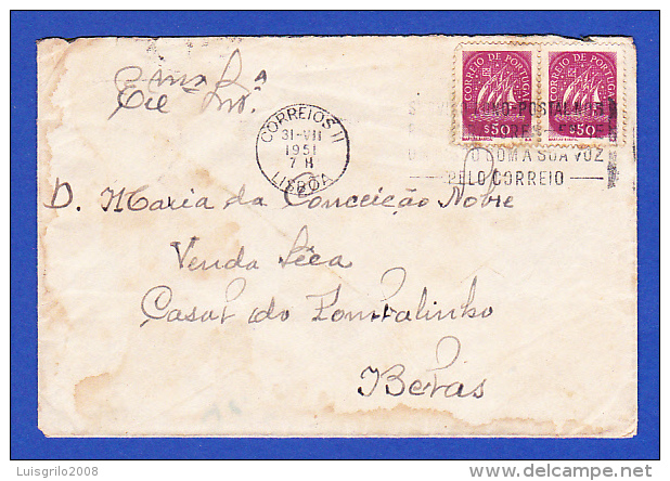 ENVELOPPE -- CACHET - CORREIOS II . LISBOA - 31.VII.1951 - Brieven En Documenten