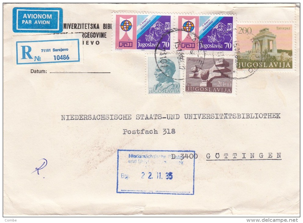 1985, LETTRE RECOMMANDEE, YOUGOSLAVIE, SARAJEVO  POUR ALLEMAGNE/4947 - Briefe U. Dokumente