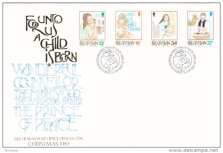 Great Britain Isle Of Man 1989 Christmas FDC - Unclassified