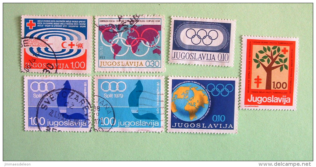 Yugoslavia 1976/79 Red Cross Olympics Tree Tuberculosis Earth Globe Map Red Crescent - Tax Stamps - Gebraucht