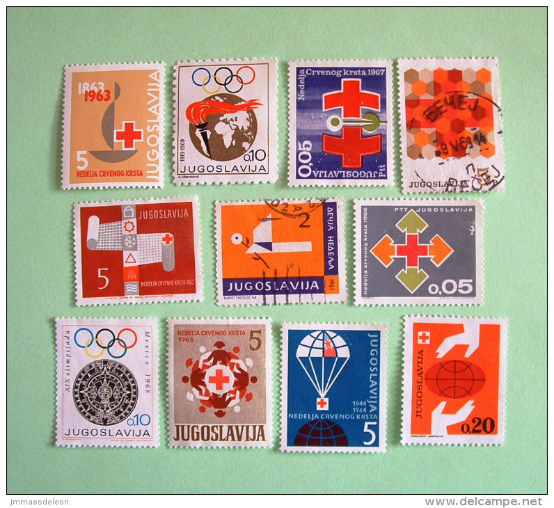 Yugoslavia 1961/69 Red Cross Olympics Torch Bird Origami Arrows Mexican Calendar Parachute Hands - Tax Stamps - Used Stamps