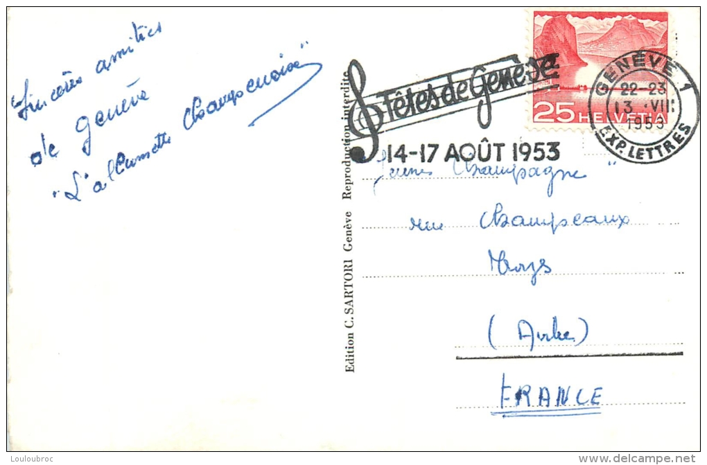 ARMAILLIS FETES DE GENEVE 1953 ECRITE PAR L'ALLUMETTE CHAMPENOISE VOIR LES DEUX SCANS - Other & Unclassified