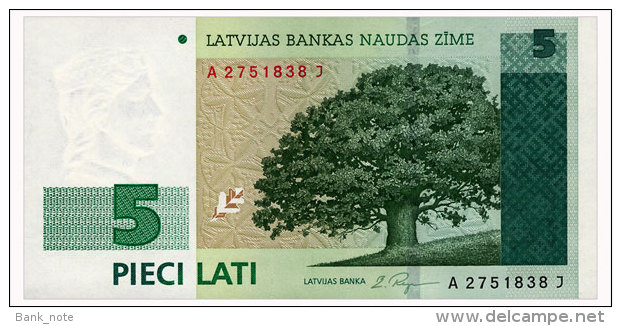 LATVIA 5 LATI 1996 Pick 49a Unc - Latvia