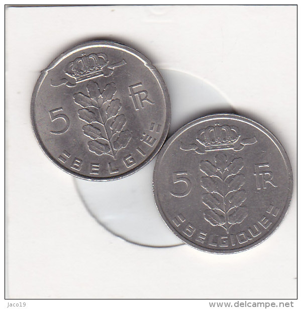 2 X 5 Francs  Baudouin 1976 FR Et 1976 FL - 5 Francs