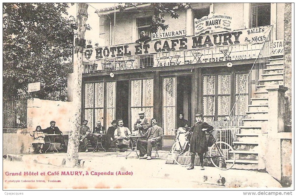 11 -  CAPENDU :GRAND HOTEL ET CAFE MAURY .BELLE ANIMATION . - Capendu