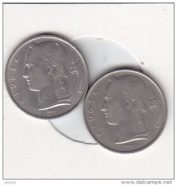 2 X 5 Francs  Baudouin 1967 FR Et 1967 FL - 5 Francs