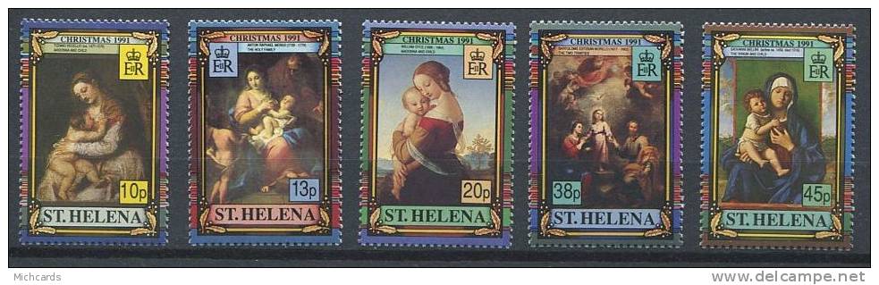 104 SAINTE HELENE 1991 - Noel Tableau Madone Enfant - Neuf Sans Charniere (Yvert 551/55) - Saint Helena Island