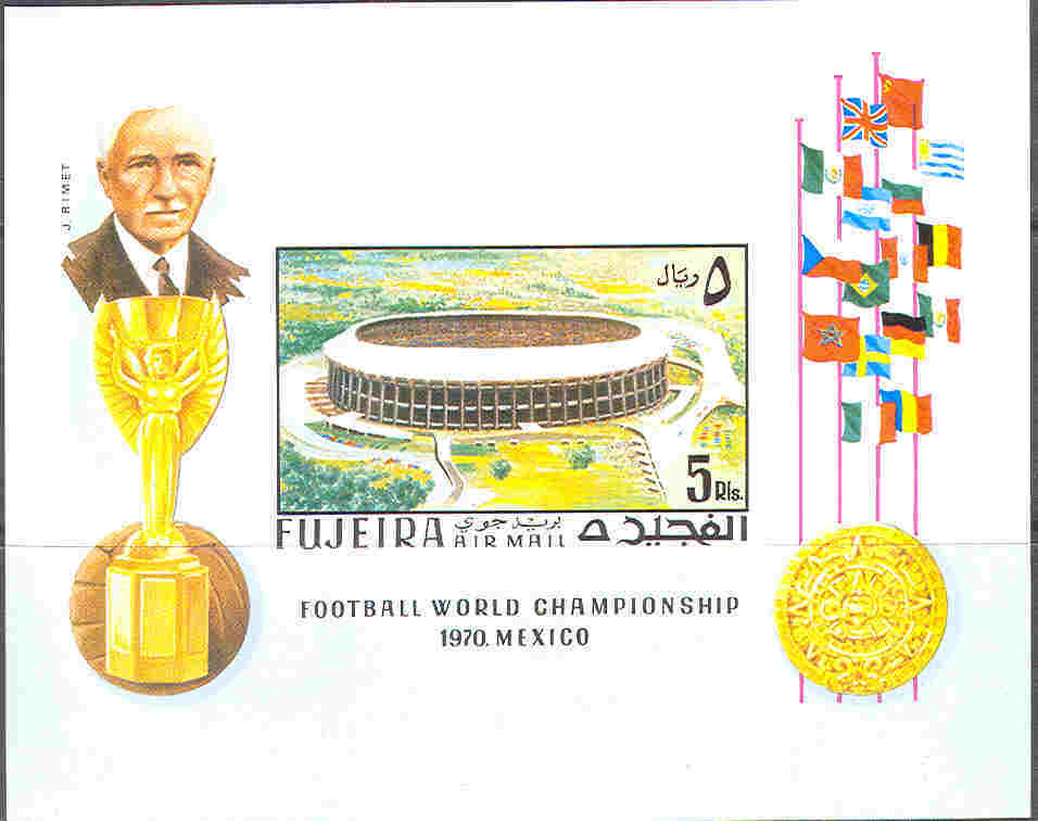 0507 ✅ Sport Football Soccer FIFA WM Cup 1970 Fujeira S/s MNH ** Imperf Imp - 1970 – Mexico