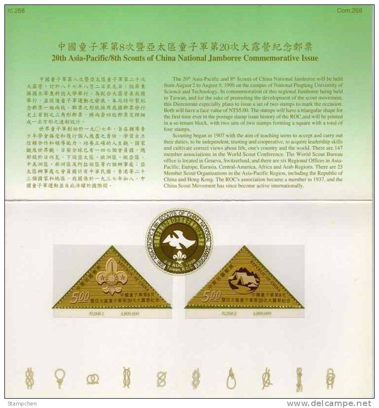 Folder 1998 Boy Scout Stamps Jamboree Baden Powell Triangular Unusual - Oddities On Stamps