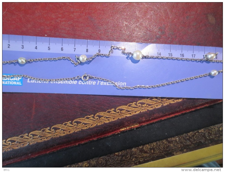 COLLIER AVEC PERLES METAL ARGENT  - VOIR PHOTOS - Collane/Catenine