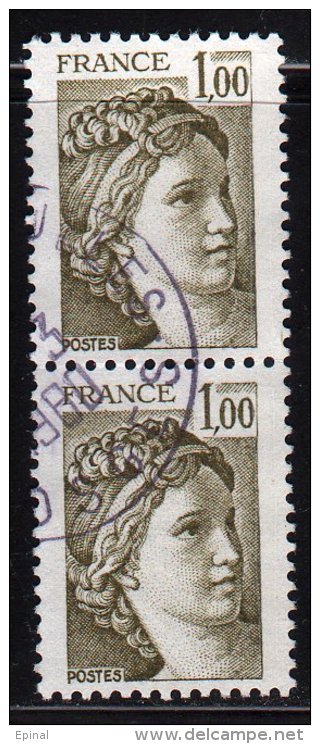 FRANCE : N° 2057 Oblitéré En Paire Verticale (Type Sabine) - PRIX FIXE - - 1977-1981 Sabina Di Gandon