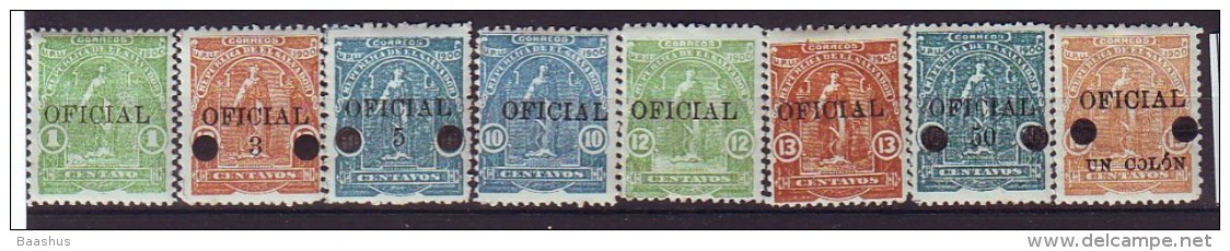 1911 El Salvador # O 667-674 Optd. , MH* See Scan - El Salvador