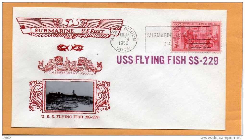 USS Flying Fish SS-229 Submarine 1953 Cover - Sous-marins