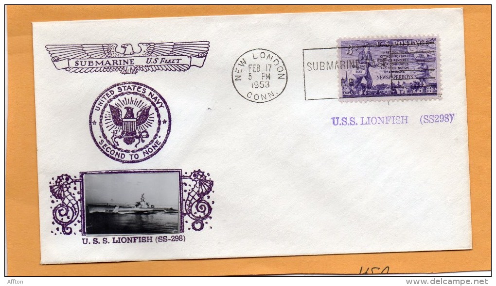 USS Lionfish SS-298 Submarine 1953 Cover - Submarines