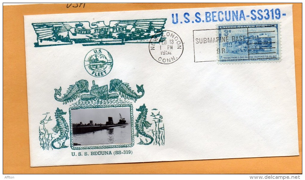 USS Becuna SS-319 Submarine 1952 Cover - Submarines