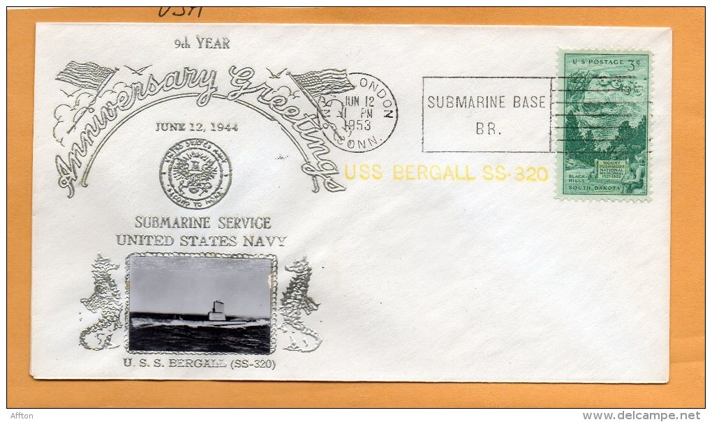 USS Bergall SS-320 Submarine 1953 Cover - Submarines