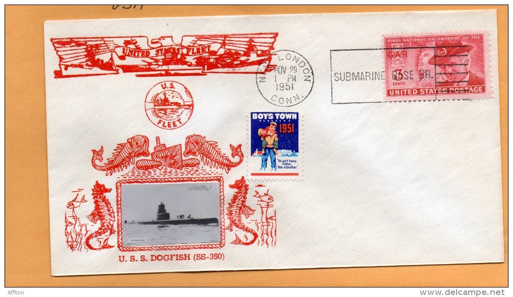 USS Dogfish SS-350 Submarine 1951 Cover - Duikboten