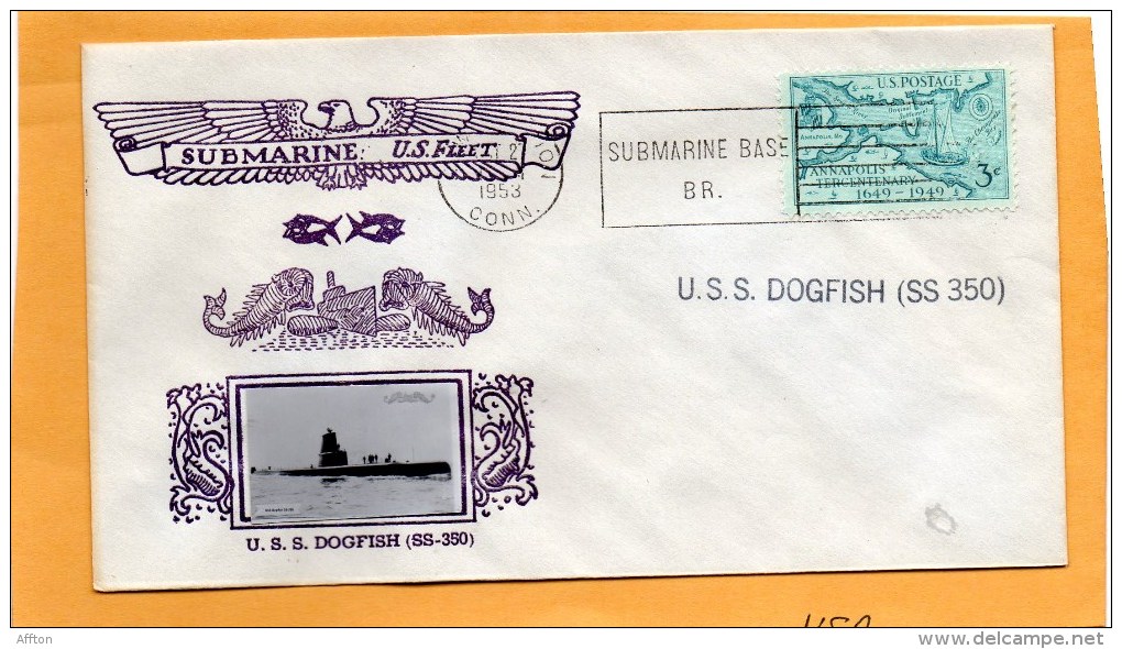 USS Dogfish SS-350 Submarine 1953 Cover - Duikboten