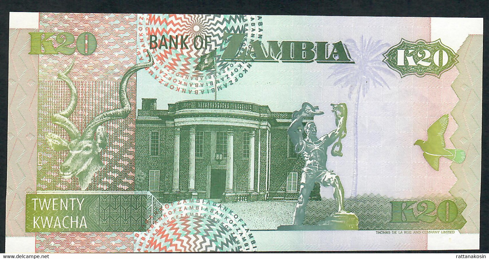 ZAMBIA  P36b 20  KWACHA  1992 #A/C Signature 11    UNC. - Sambia