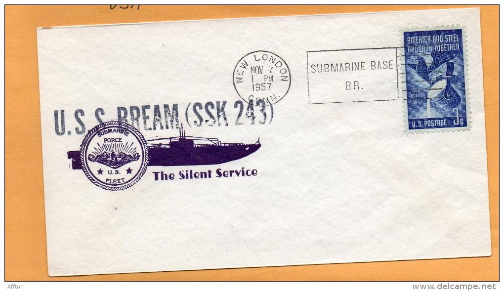 USS Bream SSK-243 Submarine 1957 Cover - Submarines