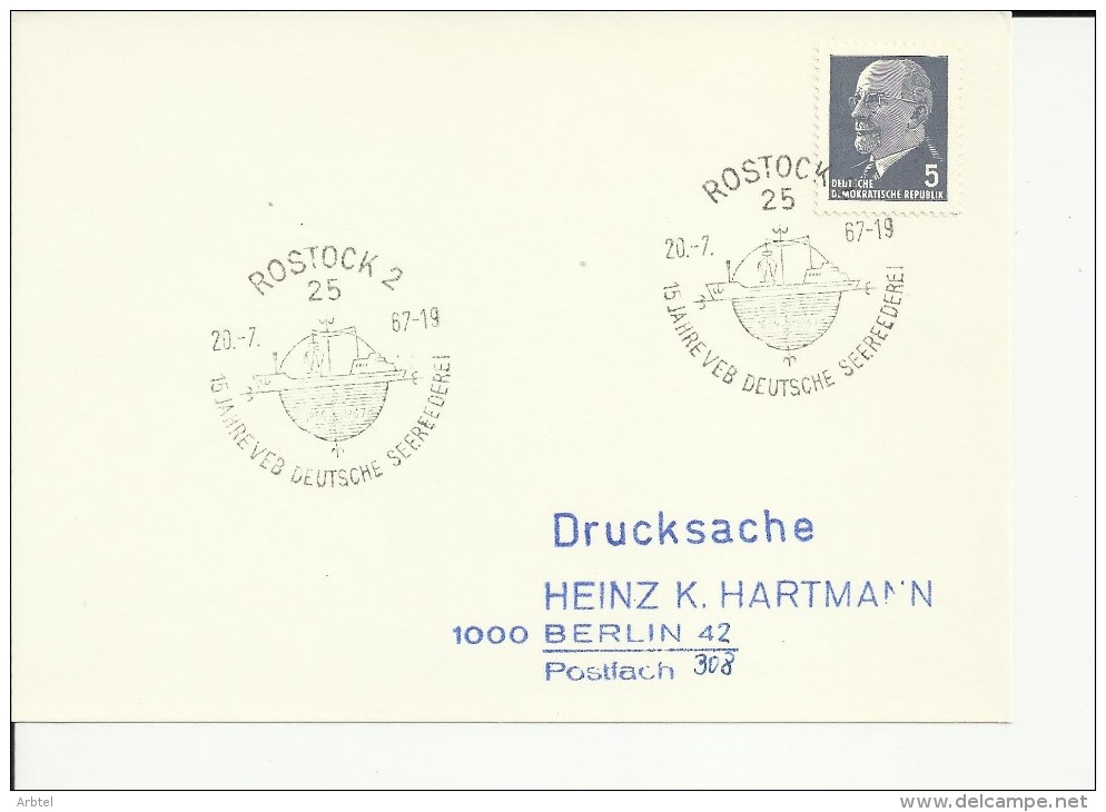 ALEMANIA DDR ROSTOCK NAVEGACION BARCO TRANSPORTE - Altri & Non Classificati