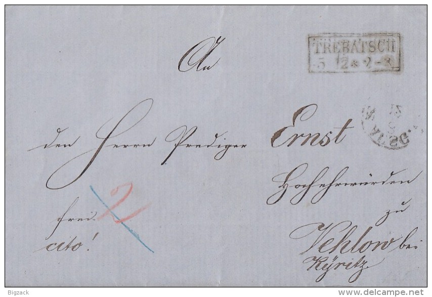 Brief Trebatsch 5.12.1862 Gel. Nach Vehlow - Prephilately