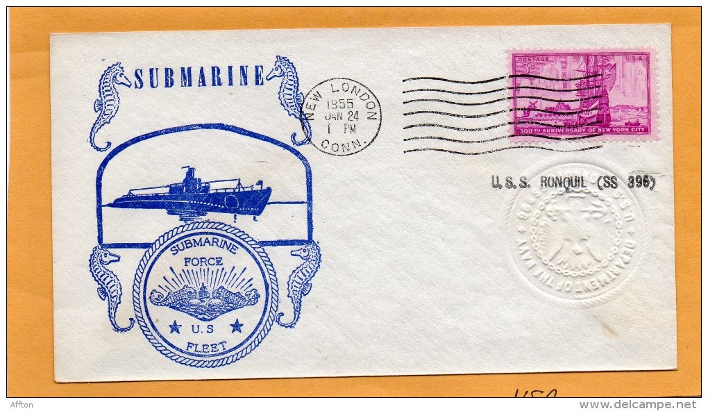 USS Ronquil SS-396 Submarine 1955 Cover - Duikboten