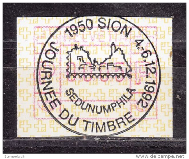 Sonderstempel: Sion, Journee Du Timbre 1992, Auf Automatenmarke (47159) - Timbres D'automates