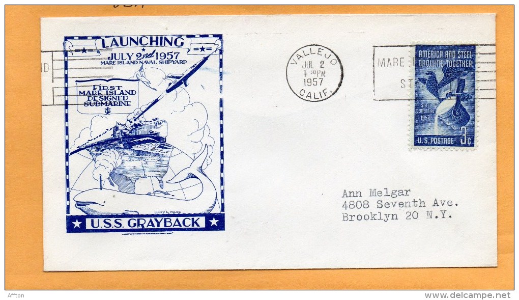 USS Grayback SS-574 Submarine 1957 Cover - Sous-marins
