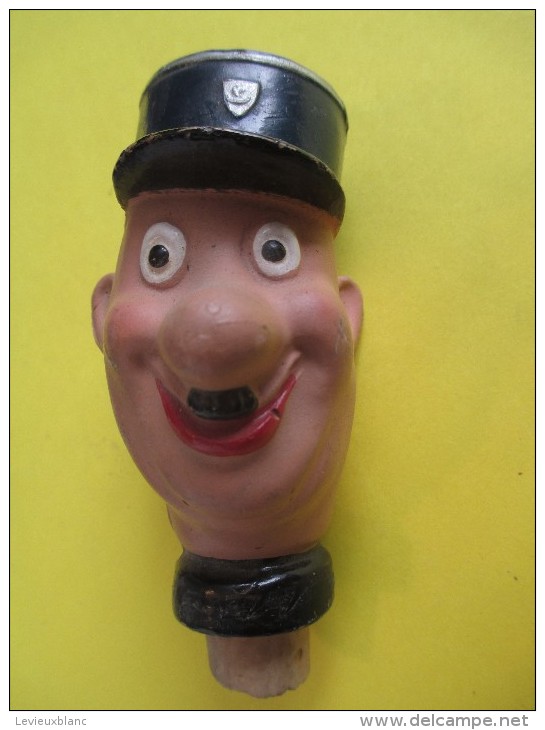 Marionnette/Tête Montée Sur Bouchon/Agent De Police  / En Terre Moulée  /Vers 1930-1950      JE89 - Toy Memorabilia