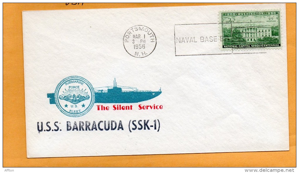 USS Barracuda SSK-1 Submarine 1956 Cover - Sottomarini