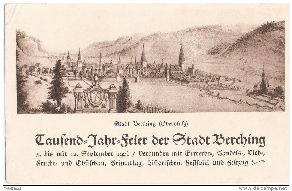 1000 Jahrfeier Der Stadt BERCHING Oberpfalz 5. Bis 12.9.1926 BEILNGRIES Gelaufen - Neumarkt I. D. Oberpfalz