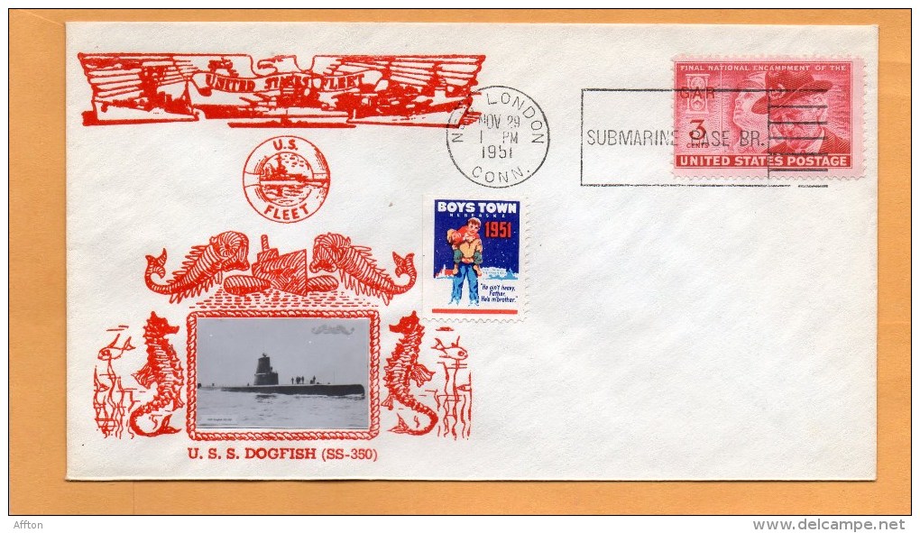 USS Dogfish SS-350 Submarine 1951 Cover - Sottomarini