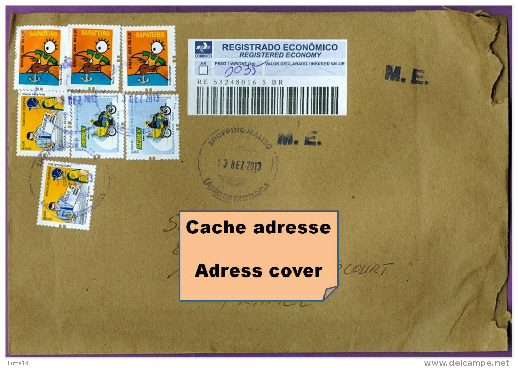 Enveloppe Brésil Courrier Recommandé Avec 7 Timbres: Cordonnier, Facteur La Poste, Sedex - Brieven En Documenten