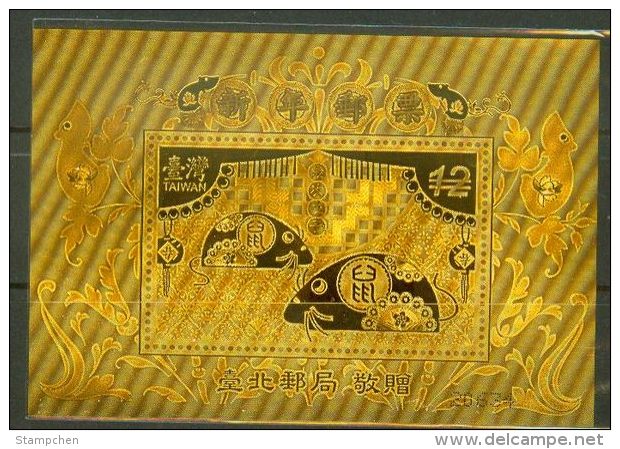 Gold Foil 2007 Chinese New Year Zodiac Stamp S/s-Rat Taipei Mouse Unusual - Rodents