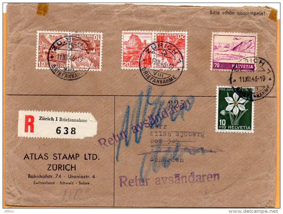 Switzerland 1946 Cover Returned - Lettres & Documents