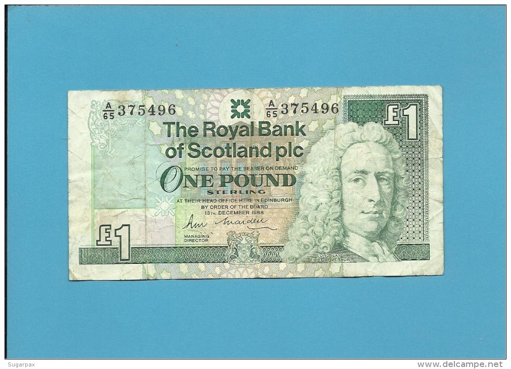 SCOTLAND - UNITED KINGDOM - 1 POUND - 13.12.1988 - P 351a - THE ROYAL BANK OF SCOTLAND PLC - 1 Pond