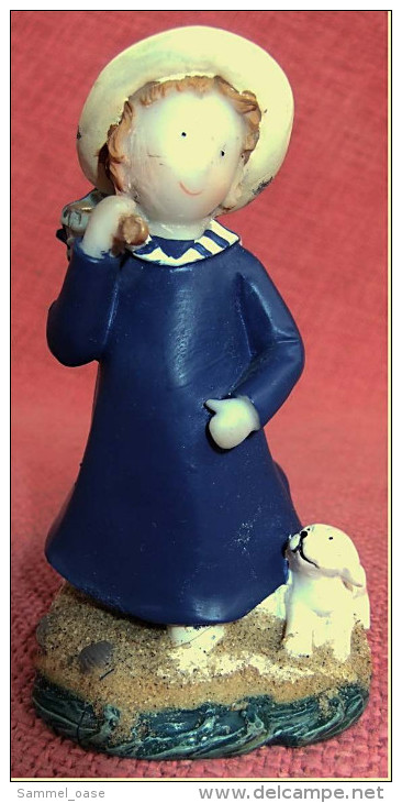Hartkunststoff-Figur Aus Den 1970er Jahren  -   Mädchen Mit Hund - Personen