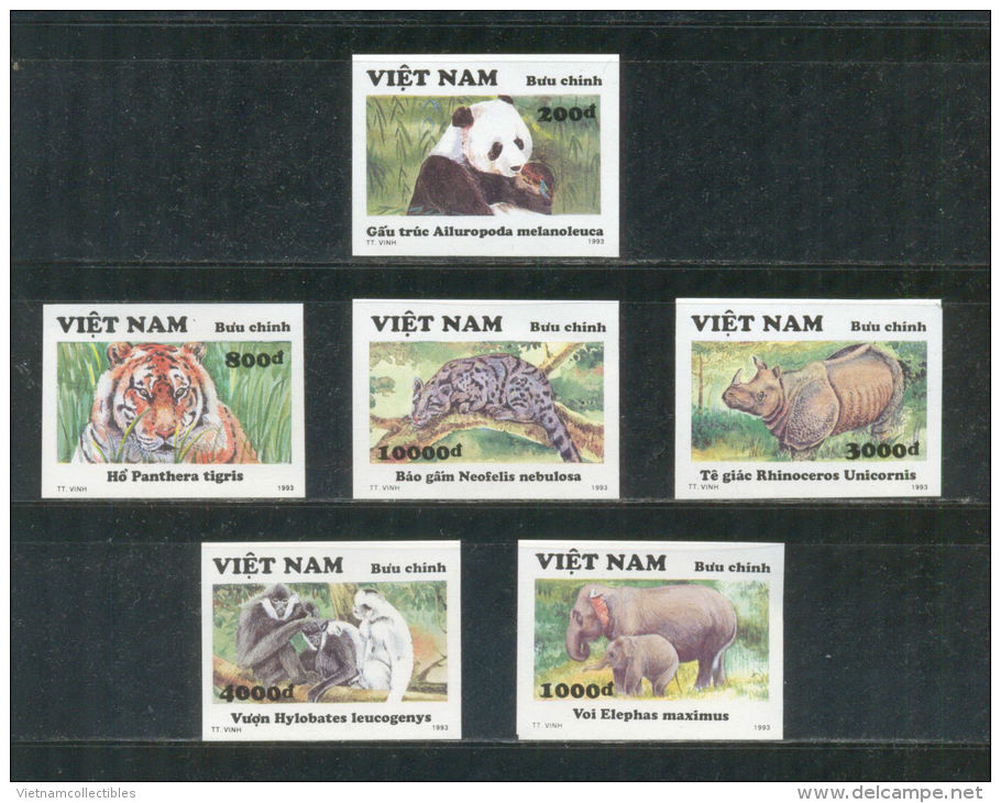 Vietnam Viet Nam MNH Imperf Stamps 1993 : Protected Asian Animals / Tiger / Rhino / Elephant / Panda (Ms662) - Viêt-Nam