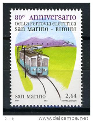 2012 - SAINT-MARIN - 80° Anniversario Della Ferrovia Elettrica San Marino-Rimini  - MNH - (**) -  New Mint - Unused Stamps