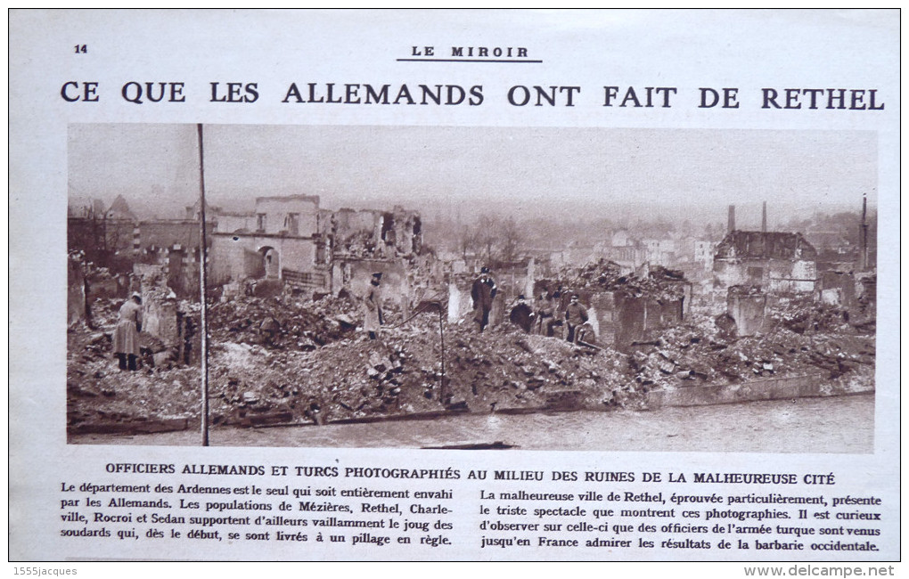 LE MIROIR N° 69 / 21-03-1915 TURCO AUTOBUS CATHÉDRALES TRANCHÉES MALINES EXÉCUTION RETHEL CROIX-ROUGE